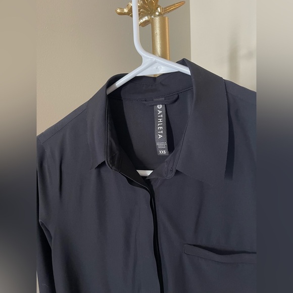 Athleta Urbanite Black Button-Down Collared Shirt | XXS - Picture 11 of 11